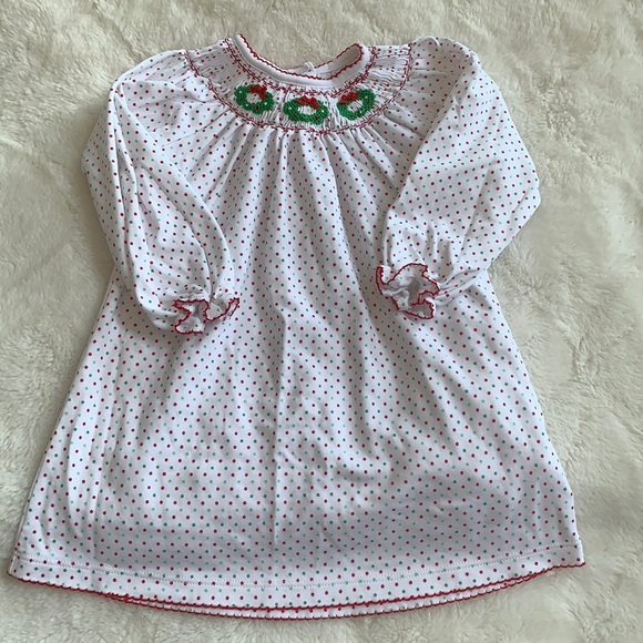 magnolia baby Other - NWOT Magnolia Baby Girls Christmas Wreath Smocked Dress (24 months)